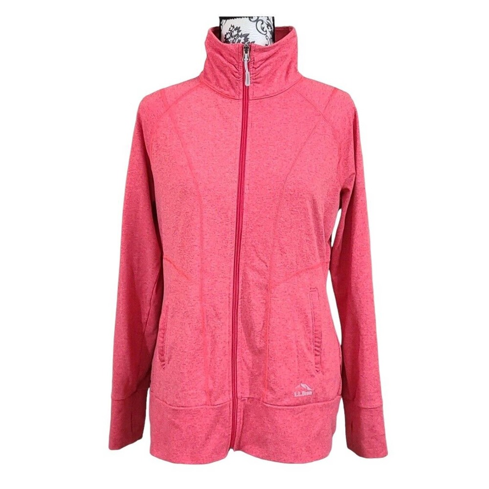LL Bean Medium Jacket Cotton Blend Full Zip Pink Peach Women's Running Athletic